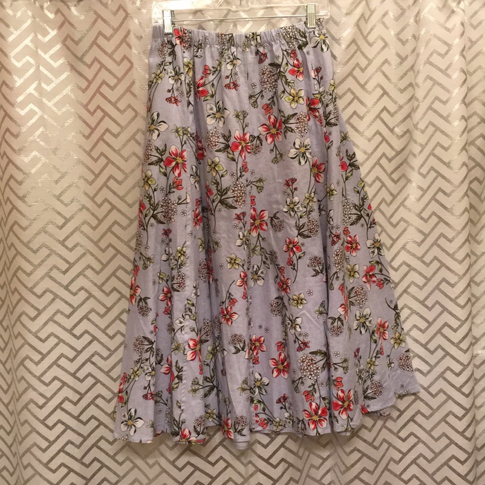 Soft Blue Floral Circle Skirt
